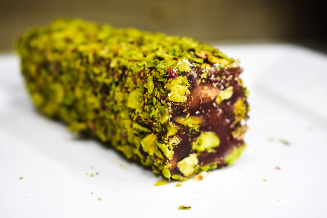 Pomegranate Jelly and Pistachio filled Turkish Delight covered with Pistachios